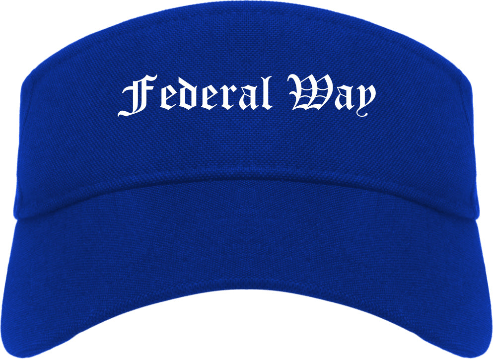 Federal Way Washington WA Old English Mens Visor Cap Hat Royal Blue
