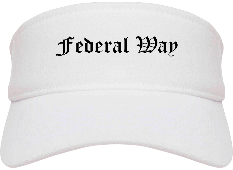 Federal Way Washington WA Old English Mens Visor Cap Hat White