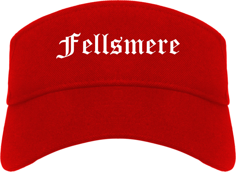 Fellsmere Florida FL Old English Mens Visor Cap Hat Red