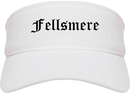 Fellsmere Florida FL Old English Mens Visor Cap Hat White