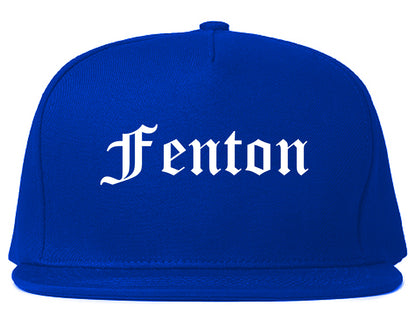 Fenton Michigan MI Old English Mens Snapback Hat Royal Blue