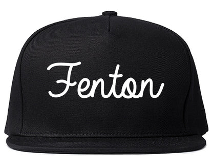 Fenton Michigan MI Script Mens Snapback Hat Black