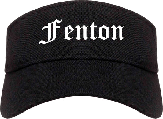 Fenton Michigan MI Old English Mens Visor Cap Hat Black