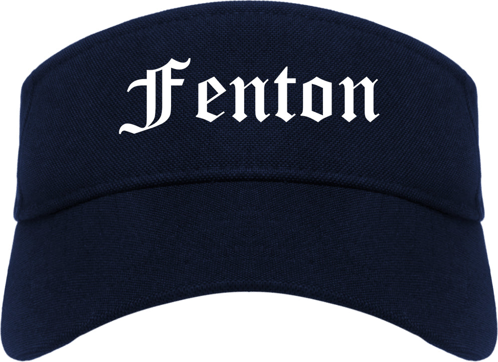 Fenton Michigan MI Old English Mens Visor Cap Hat Navy Blue