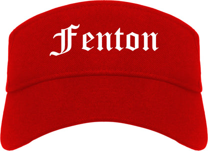 Fenton Michigan MI Old English Mens Visor Cap Hat Red