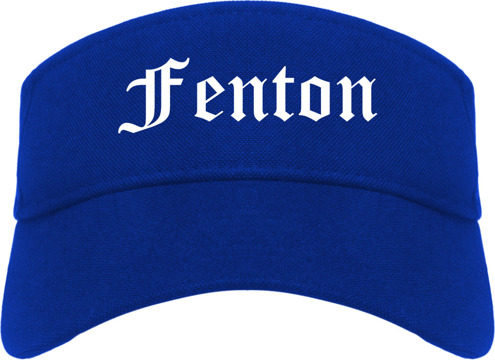 Fenton Michigan MI Old English Mens Visor Cap Hat Royal Blue