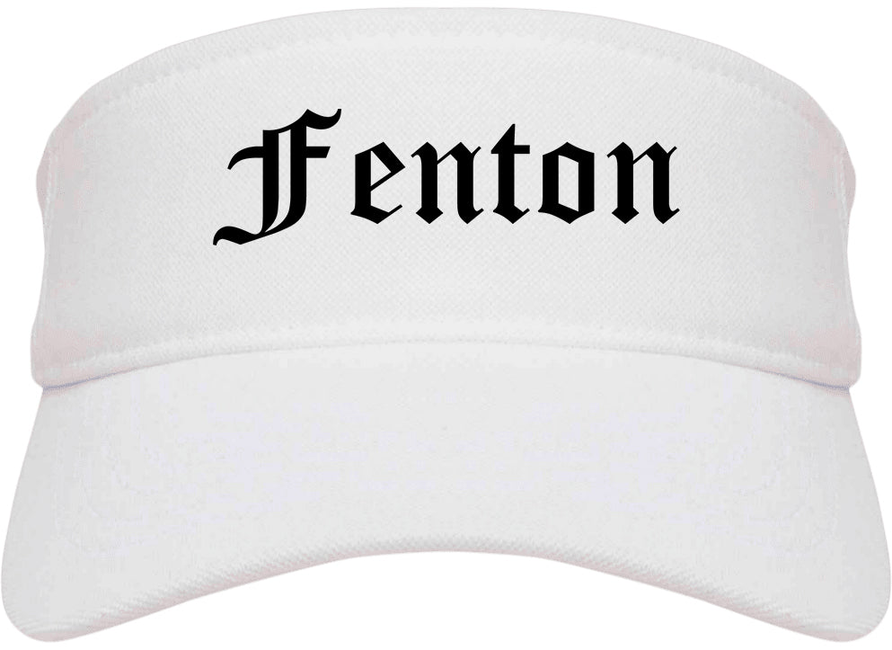 Fenton Michigan MI Old English Mens Visor Cap Hat White