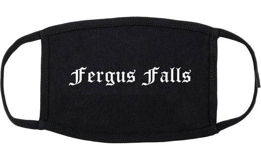 Fergus Falls Minnesota MN Old English Cotton Face Mask Black