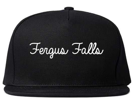 Fergus Falls Minnesota MN Script Mens Snapback Hat Black