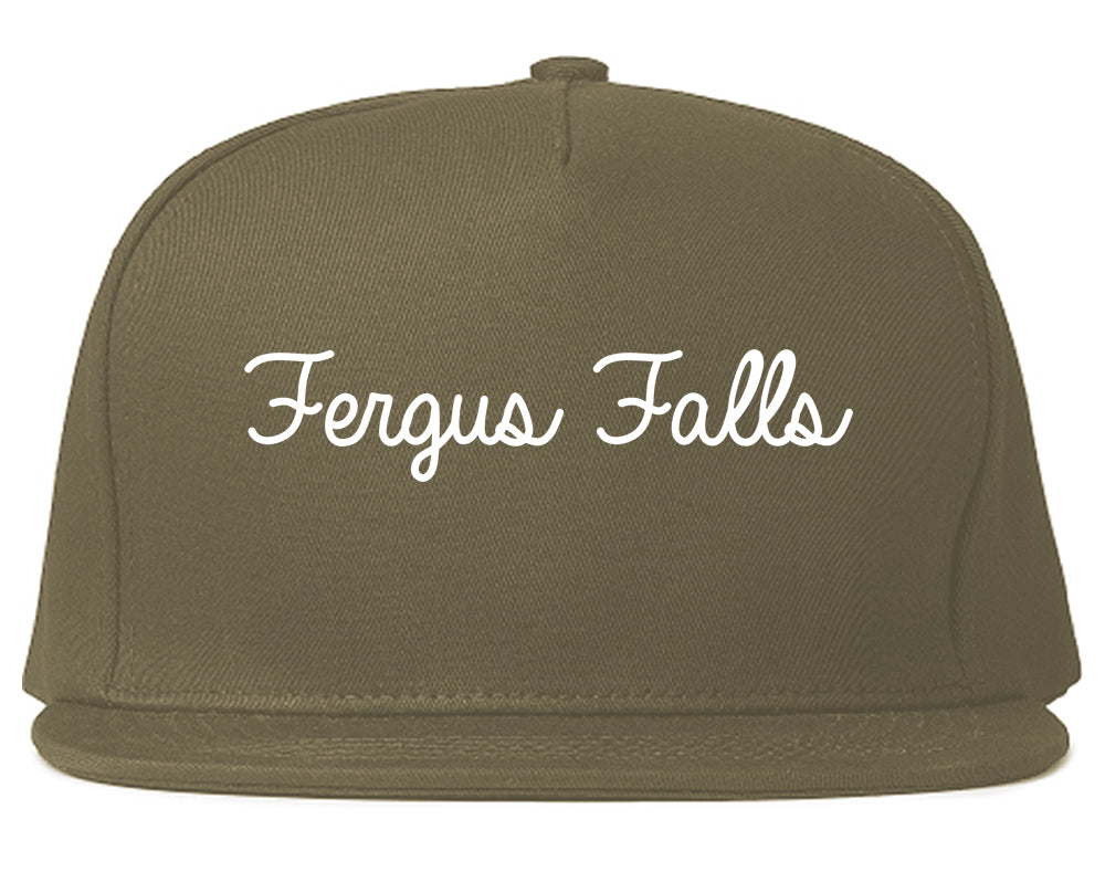 Fergus Falls Minnesota MN Script Mens Snapback Hat Grey