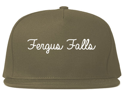 Fergus Falls Minnesota MN Script Mens Snapback Hat Grey