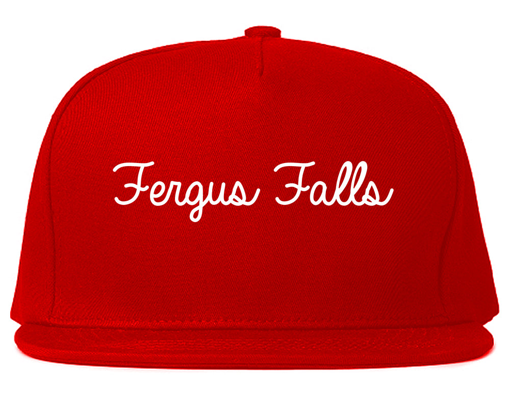 Fergus Falls Minnesota MN Script Mens Snapback Hat Red