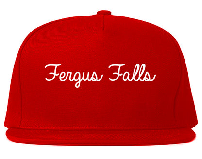 Fergus Falls Minnesota MN Script Mens Snapback Hat Red