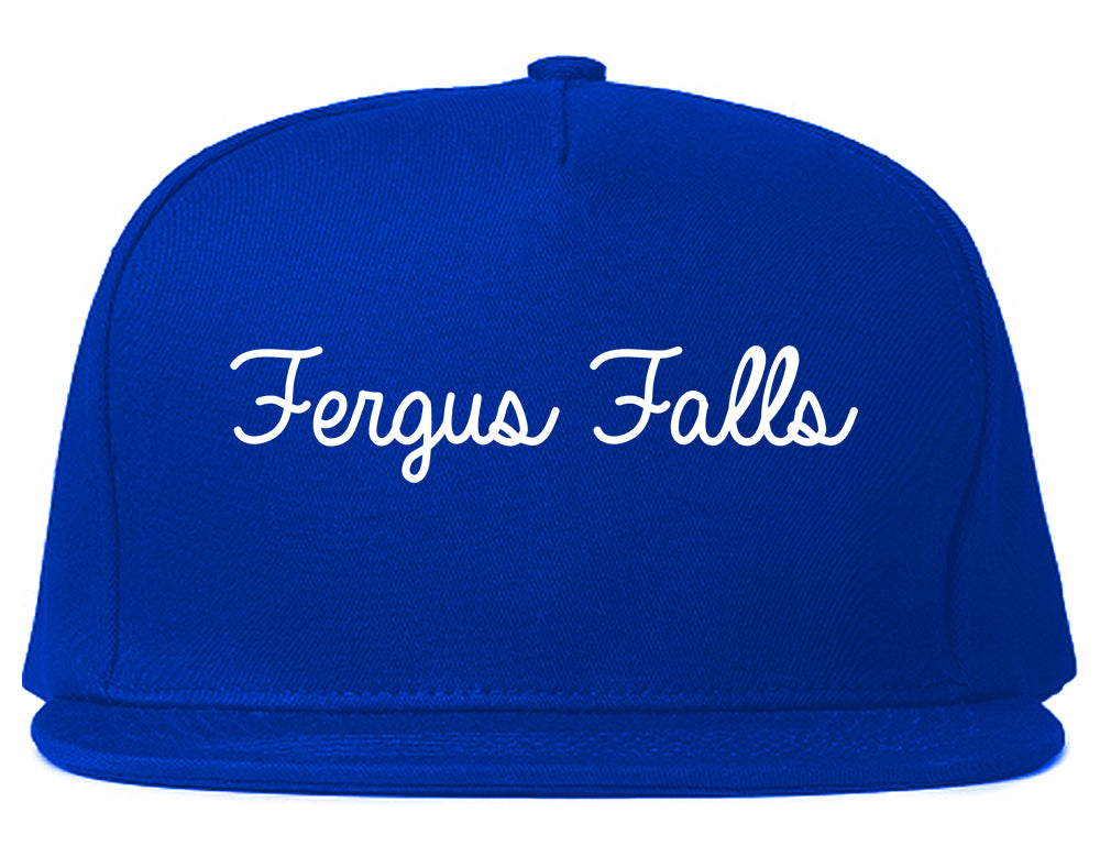 Fergus Falls Minnesota MN Script Mens Snapback Hat Royal Blue