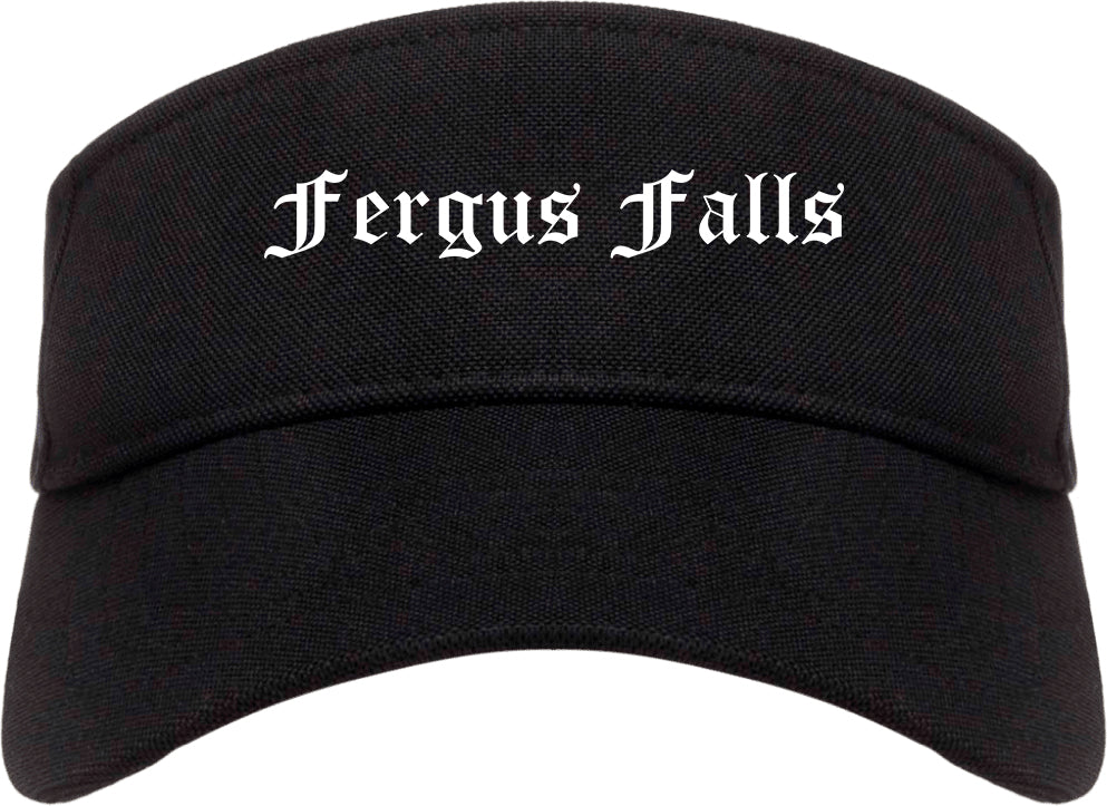 Fergus Falls Minnesota MN Old English Mens Visor Cap Hat Black