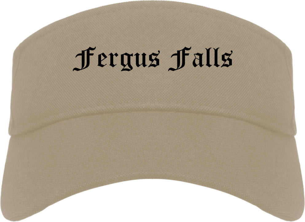 Fergus Falls Minnesota MN Old English Mens Visor Cap Hat Khaki