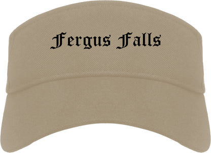 Fergus Falls Minnesota MN Old English Mens Visor Cap Hat Khaki