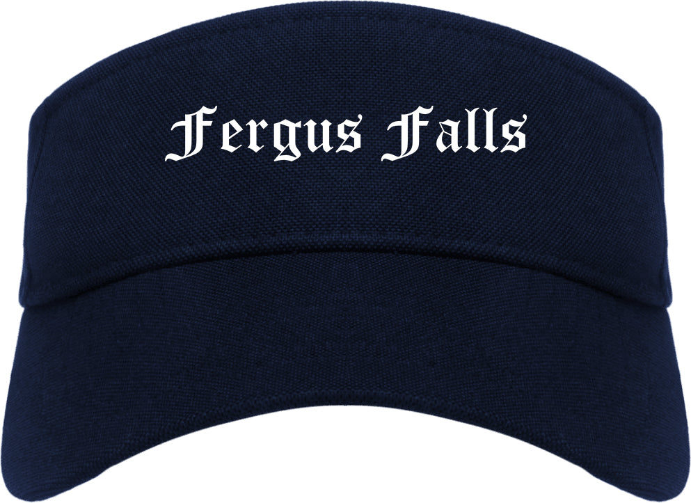 Fergus Falls Minnesota MN Old English Mens Visor Cap Hat Navy Blue