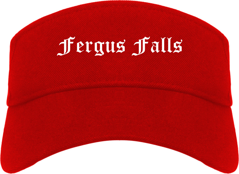Fergus Falls Minnesota MN Old English Mens Visor Cap Hat Red
