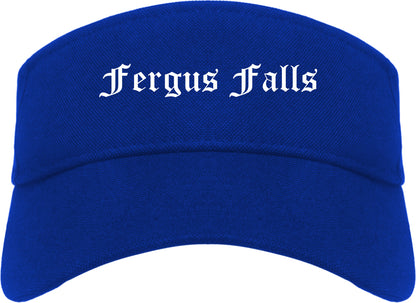 Fergus Falls Minnesota MN Old English Mens Visor Cap Hat Royal Blue