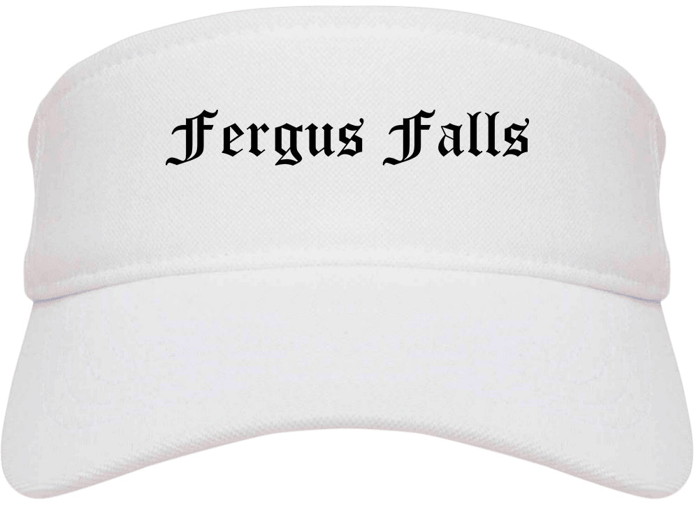 Fergus Falls Minnesota MN Old English Mens Visor Cap Hat White