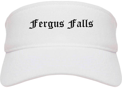 Fergus Falls Minnesota MN Old English Mens Visor Cap Hat White