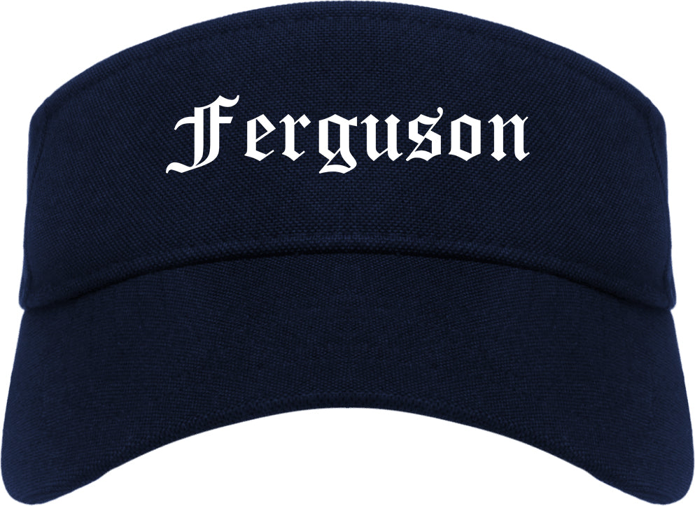 Ferguson Missouri MO Old English Mens Visor Cap Hat Navy Blue