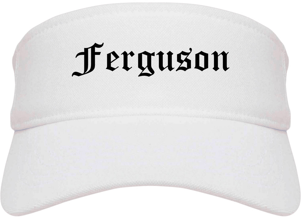 Ferguson Missouri MO Old English Mens Visor Cap Hat White