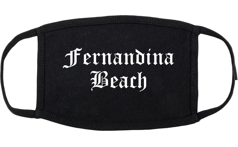 Fernandina Beach Florida FL Old English Cotton Face Mask Black