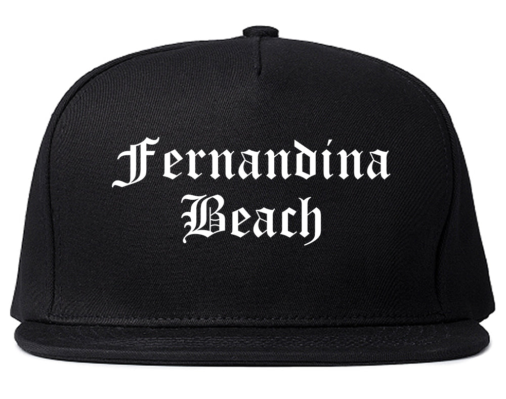 Fernandina Beach Florida FL Old English Mens Snapback Hat Black