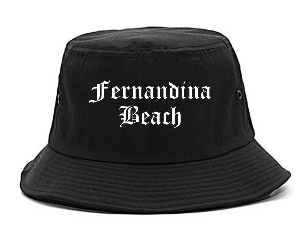 Fernandina Beach Florida FL Old English Mens Bucket Hat Black