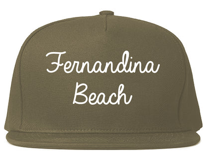 Fernandina Beach Florida FL Script Mens Snapback Hat Grey