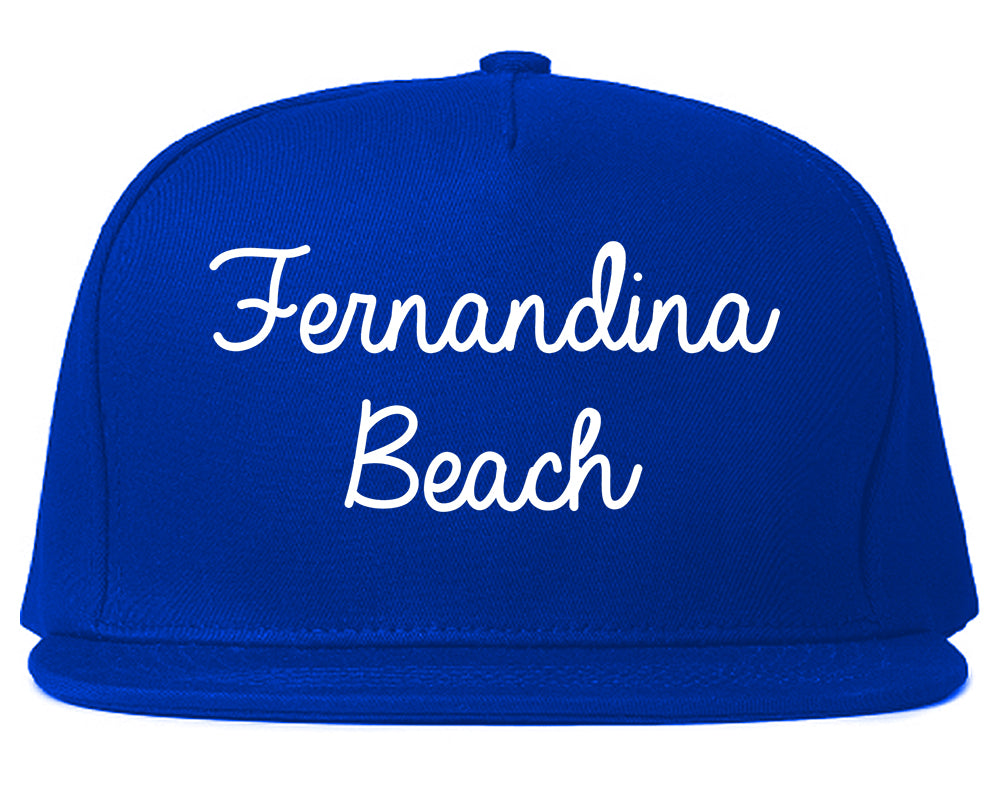 Fernandina Beach Florida FL Script Mens Snapback Hat Royal Blue
