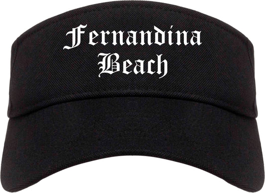 Fernandina Beach Florida FL Old English Mens Visor Cap Hat Black