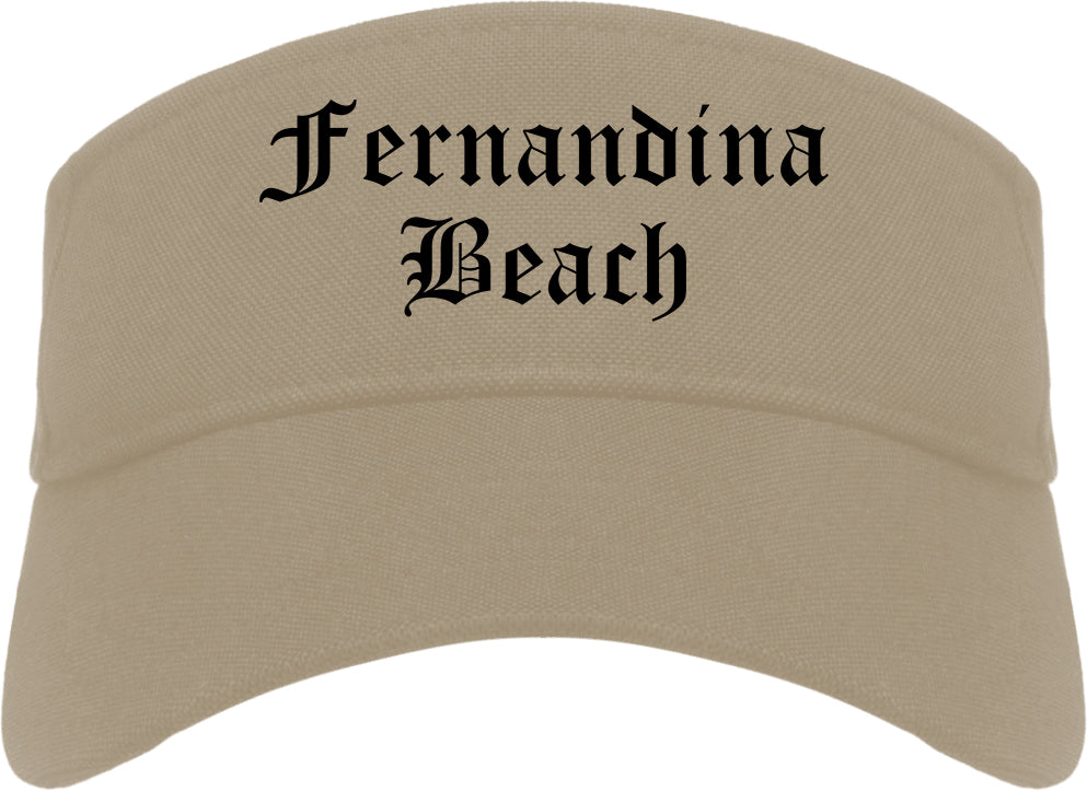 Fernandina Beach Florida FL Old English Mens Visor Cap Hat Khaki