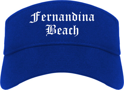 Fernandina Beach Florida FL Old English Mens Visor Cap Hat Royal Blue