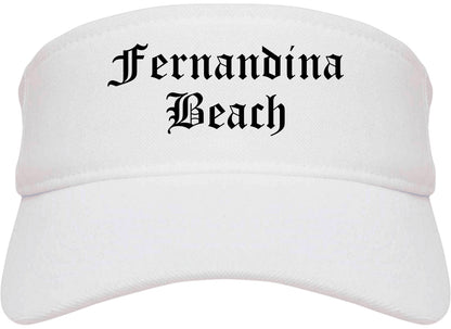 Fernandina Beach Florida FL Old English Mens Visor Cap Hat White