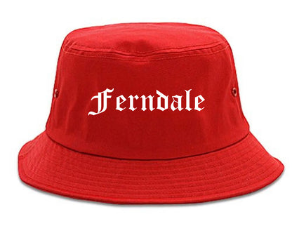 Ferndale Michigan MI Old English Mens Bucket Hat Red