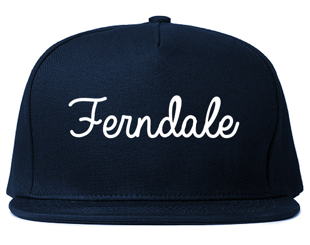 Ferndale Michigan MI Script Mens Snapback Hat Navy Blue