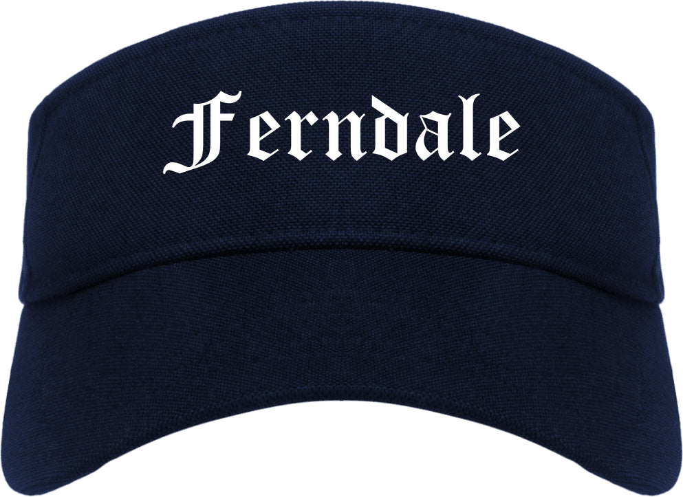 Ferndale Michigan MI Old English Mens Visor Cap Hat Navy Blue