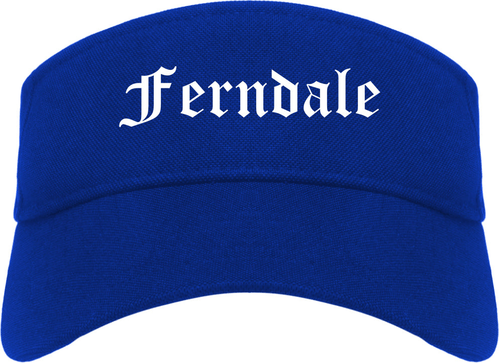 Ferndale Michigan MI Old English Mens Visor Cap Hat Royal Blue