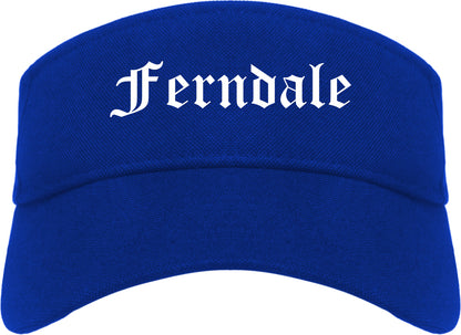Ferndale Michigan MI Old English Mens Visor Cap Hat Royal Blue