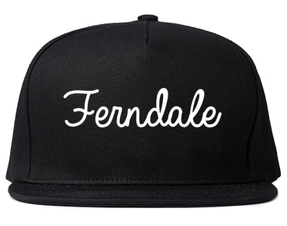 Ferndale Washington WA Script Mens Snapback Hat Black