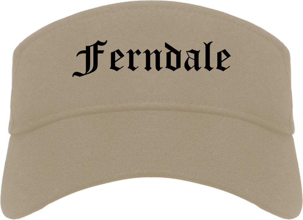 Ferndale Washington WA Old English Mens Visor Cap Hat Khaki