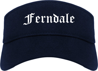 Ferndale Washington WA Old English Mens Visor Cap Hat Navy Blue