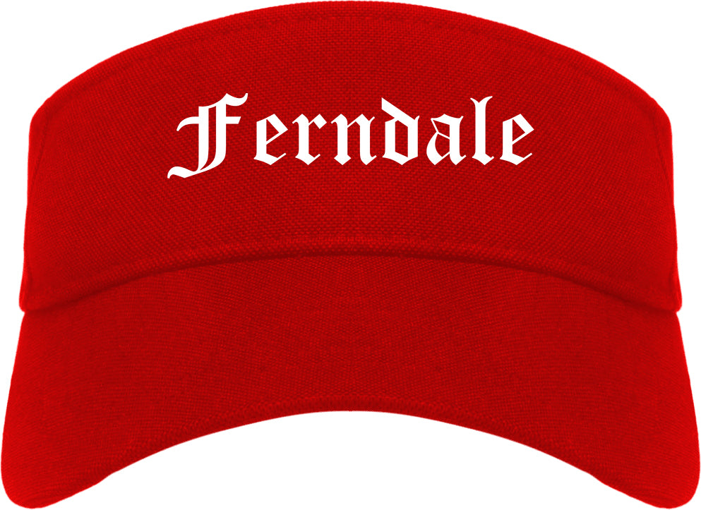 Ferndale Washington WA Old English Mens Visor Cap Hat Red