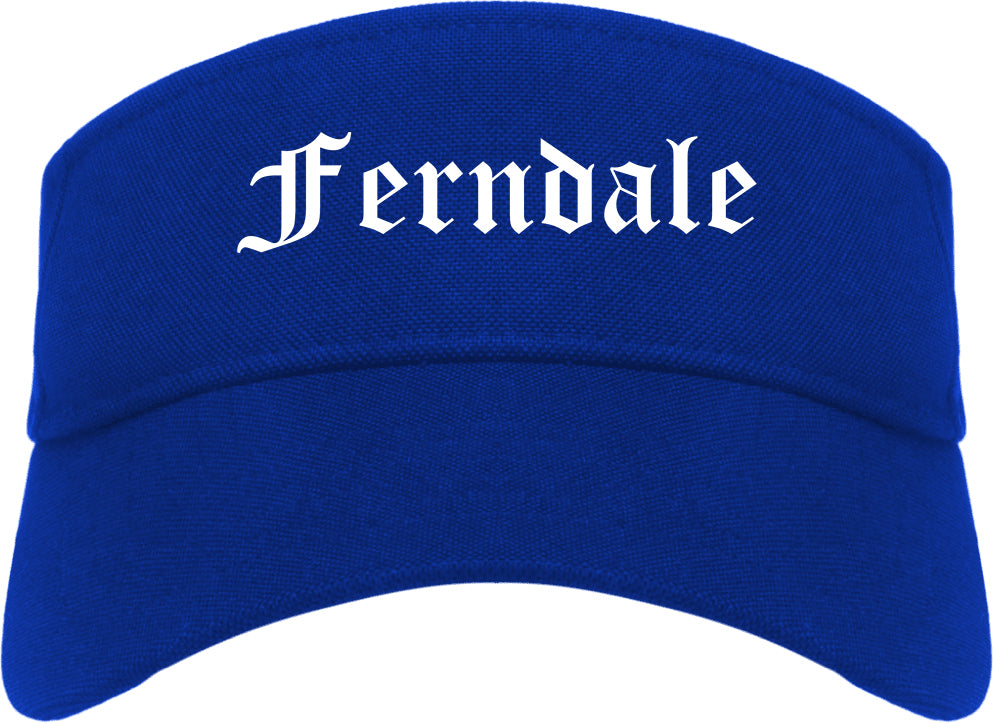 Ferndale Washington WA Old English Mens Visor Cap Hat Royal Blue