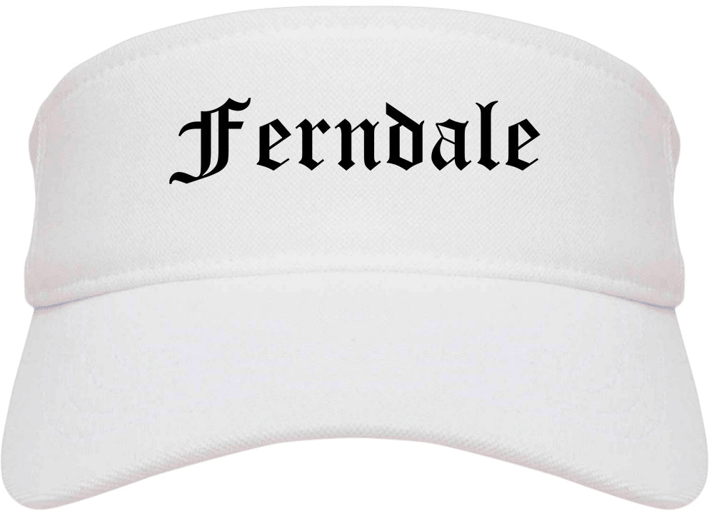 Ferndale Washington WA Old English Mens Visor Cap Hat White