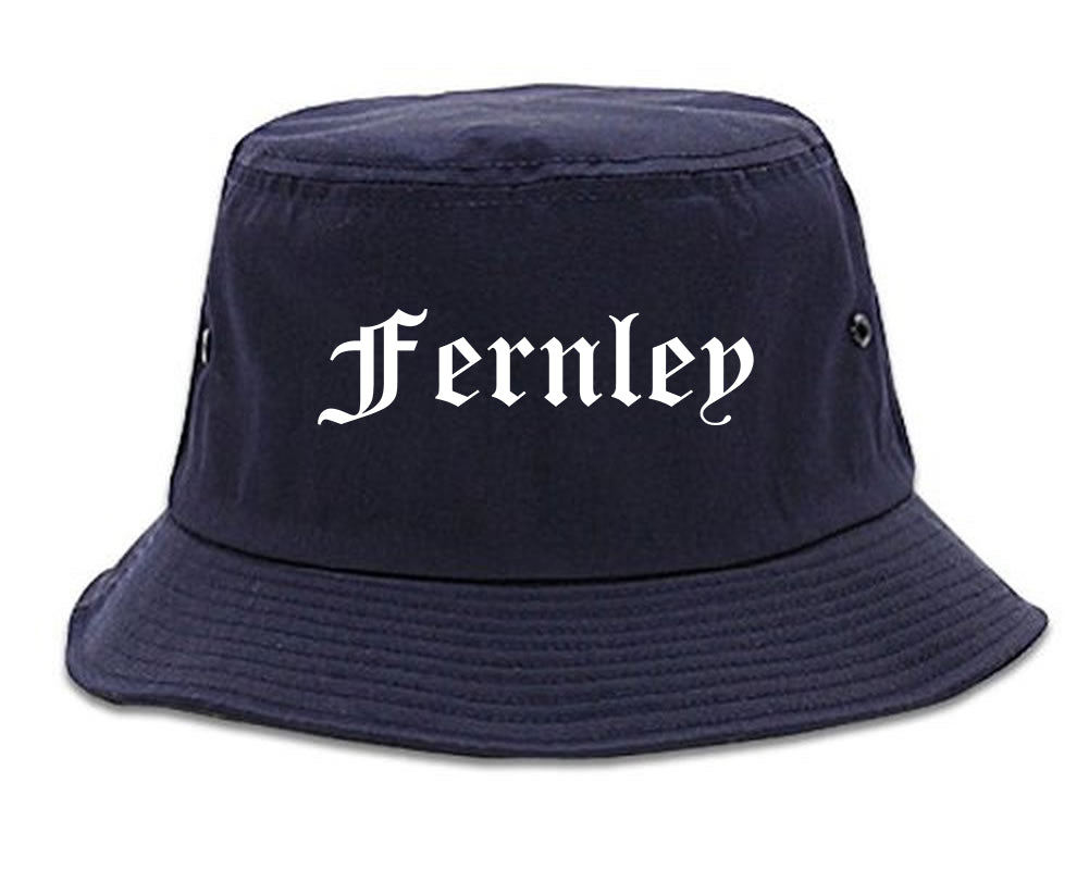 Fernley Nevada NV Old English Mens Bucket Hat Navy Blue