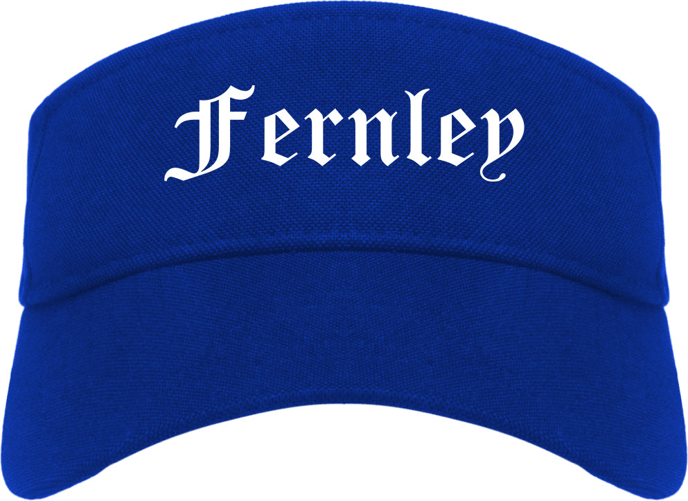 Fernley Nevada NV Old English Mens Visor Cap Hat Royal Blue